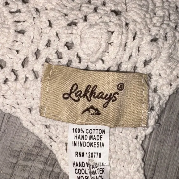 Cream Crochet Backless Crop Top with Tie Front - Picture 2 of 2